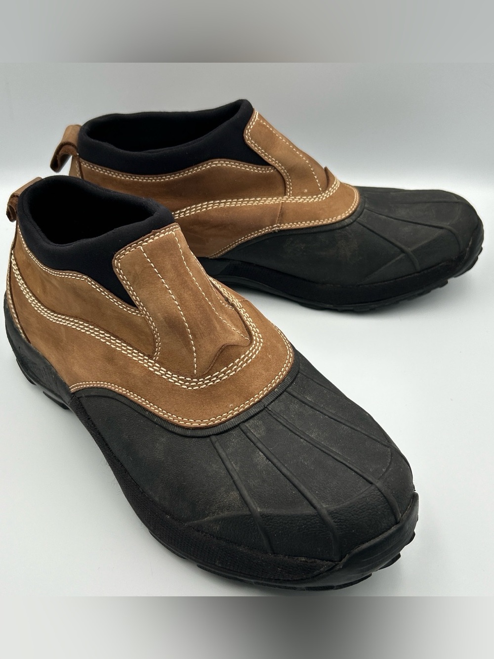 LL BEAN Storm Chaser Rain Winter Boot 13 Waterproof Slip On Brown Leather Rubber